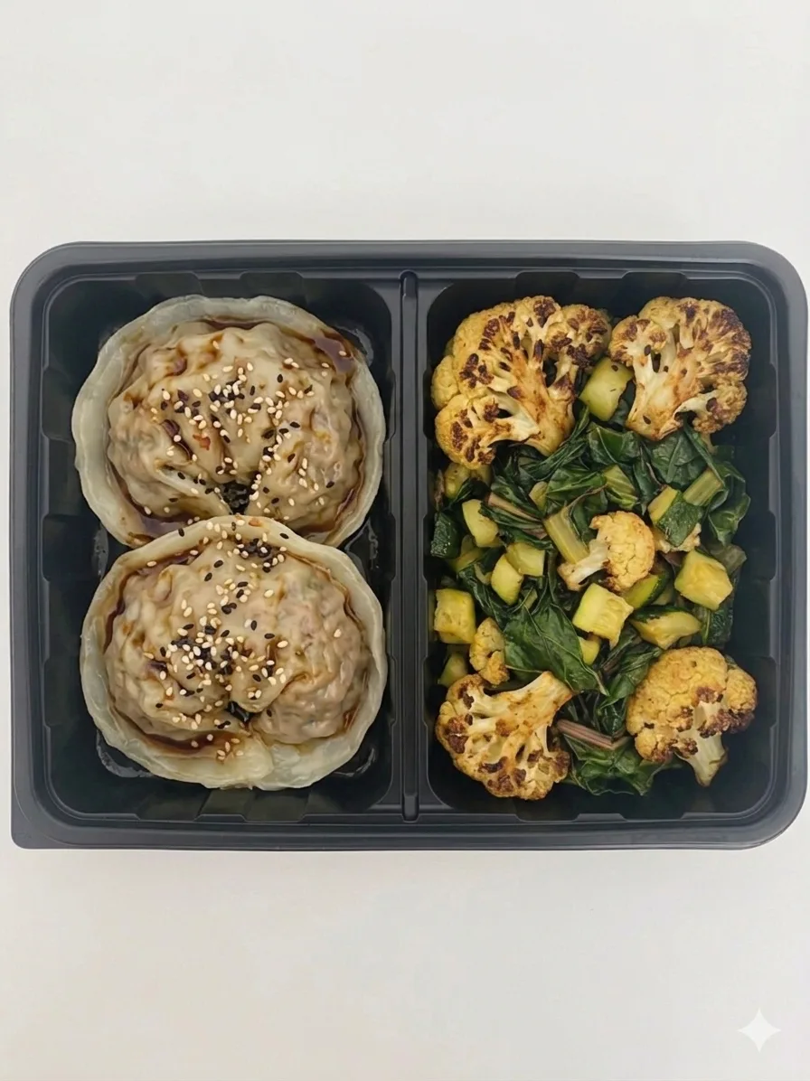 Dumplings Fit en Papel de Arroz con Salteado Verde 380–450 kcal | Proteína: 30–35 g | Carbohidratos: 20–30 g | Grasas: 15–20 g